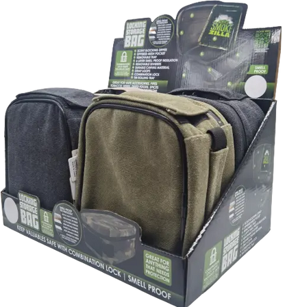 Smell Proof Canvas Lock Bag with Roll Tray - 4 Pieces Per Retail Ready Display 22150 SMOKEZILLA