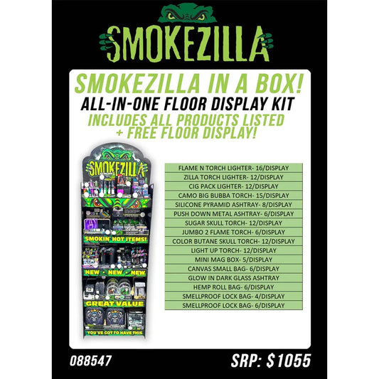 Curated Smokezilla Top Sellers Assorted Smoking Accessories Floor Display 088547 SMOKEZILLA