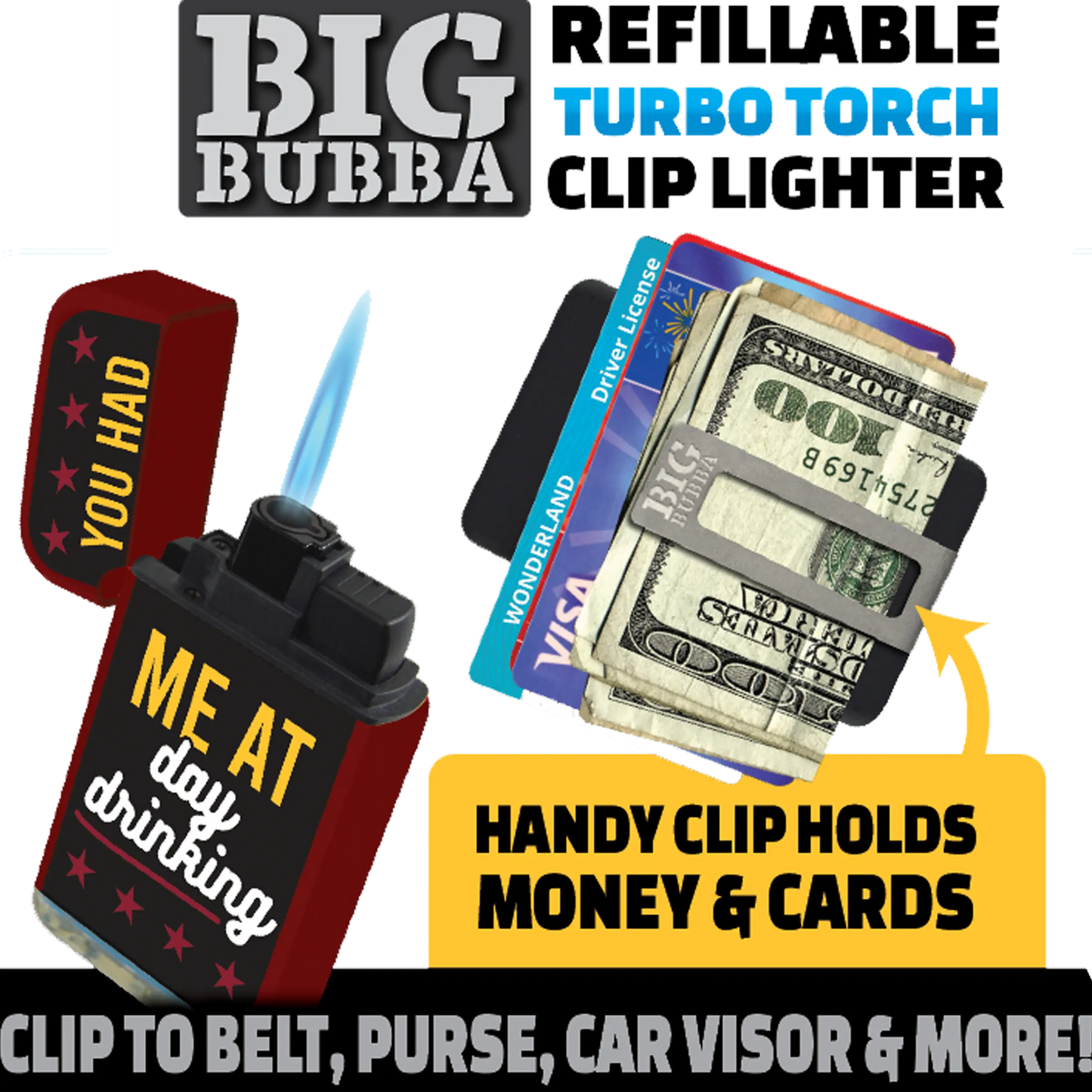 Big Bubba Dual Torch Lighter with Money Clip - 15 Pieces Per Retail Ready Display 23487 SMOKEZILLA