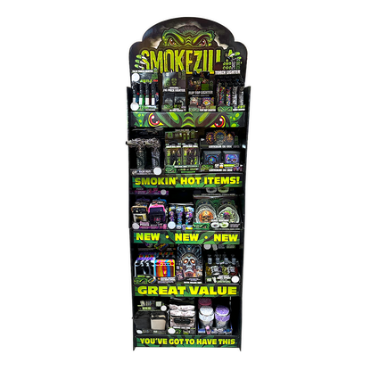 Smokezilla - Smoking Accessories Assortment Floor Display - 138 Pieces Per Retail Ready Display Kit 88620 SMOKEZILLA