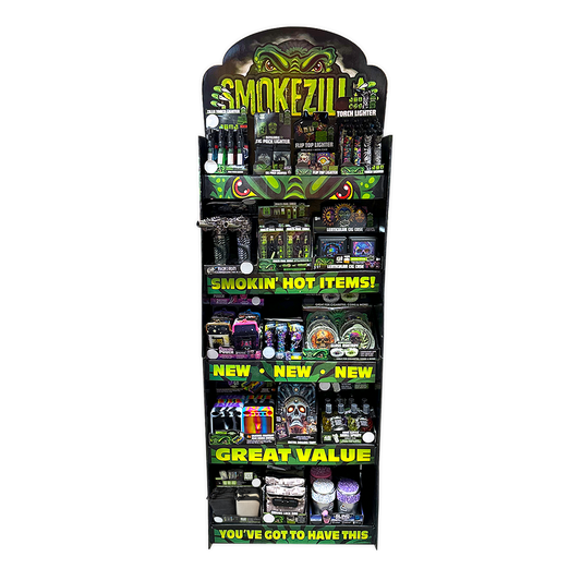 Smokezilla - Smoking Accessories Assortment Floor Display - 138 Pieces Per Retail Ready Display Kit 88620 SMOKEZILLA