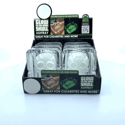 Glow in The Dark Skull Glass Ashtray - 6 Per Retail Ready Display 21750 SMOKEZILLA