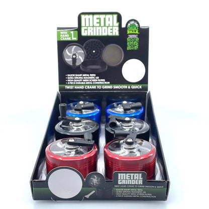 Metal 4 Piece Grinder with Crank 63Mm - 6 Pieces Per Retail Ready Display 22707 SMOKEZILLA