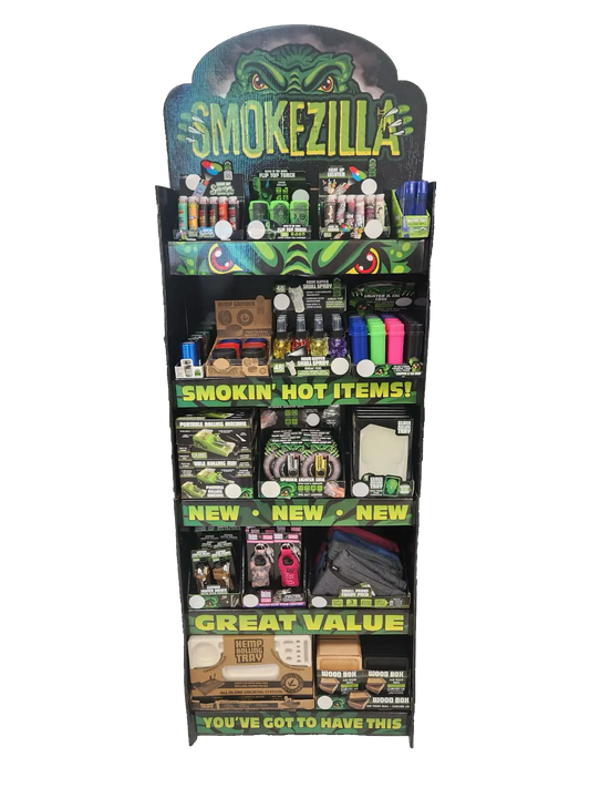 Curated Smokezilla Top Sellers Assorted Smoking Accessories Floor Display 88661 SMOKEZILLA