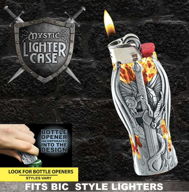 Metal Lighter Case Fits BIC, in Skull Art Design Standard Lighter